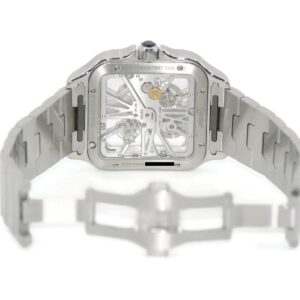 Cartier Santos Large Model Blue Skeleton Watch W2SA0009 - United Luxury