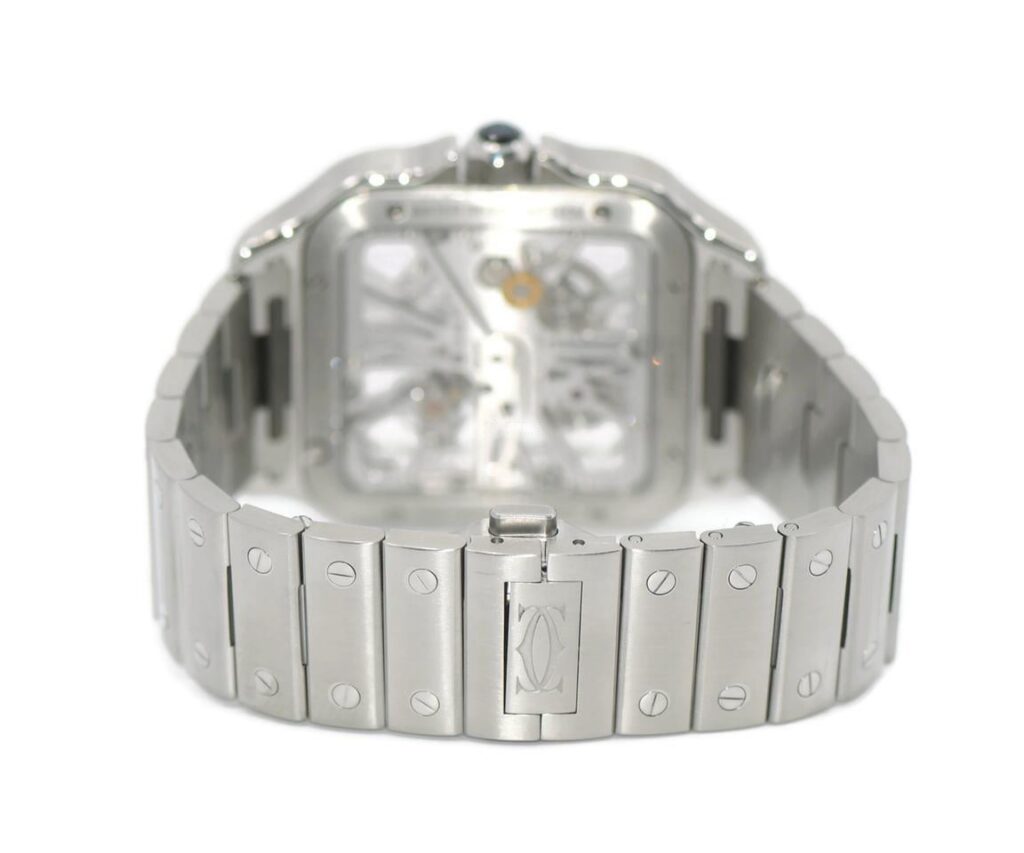 Cartier Santos Large Model Blue Skeleton Watch W2SA0009 - United Luxury