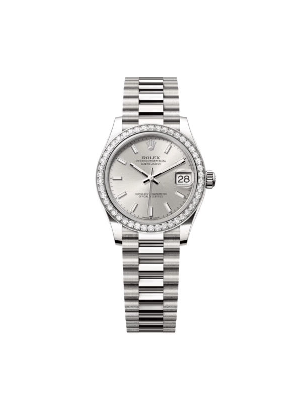RLX Datejust m278289RBR-0012 Silver Dial White Gold President Watch