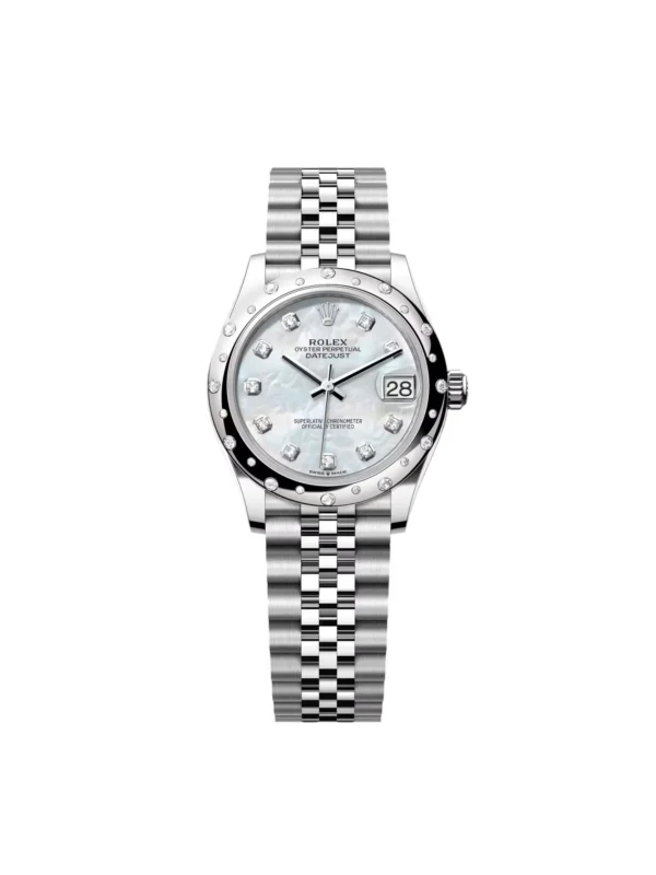 RLX Datejust m278344-0005/0006 Mother-of-Pearl Dial 31mm Domed Diamond Oyster Watch
