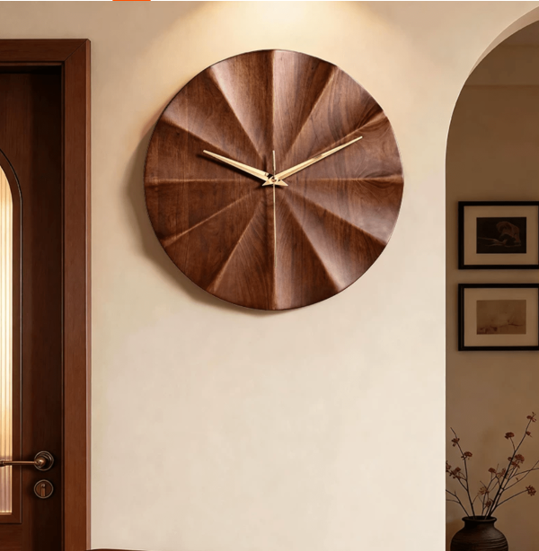 Mid-Century Walnut Wall Clock for Living Room