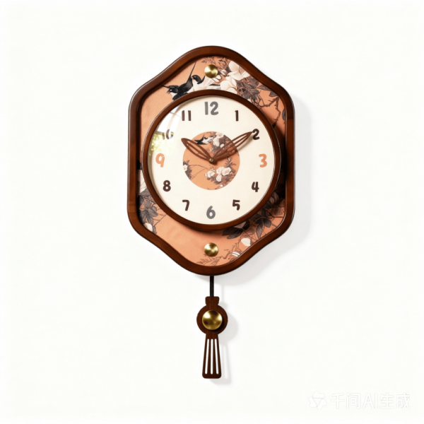 Mid-Century Luxury Solid Wood Wall Clock for Living Room