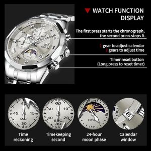 Men's Stainless Steel Waterproof Dress Watch