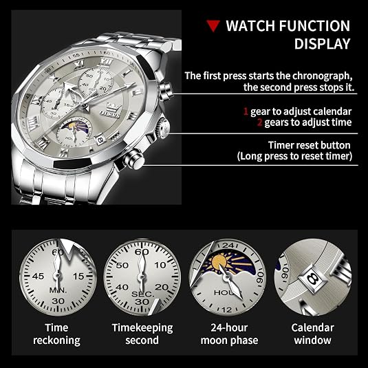 Men's Stainless Steel Waterproof Dress Watch