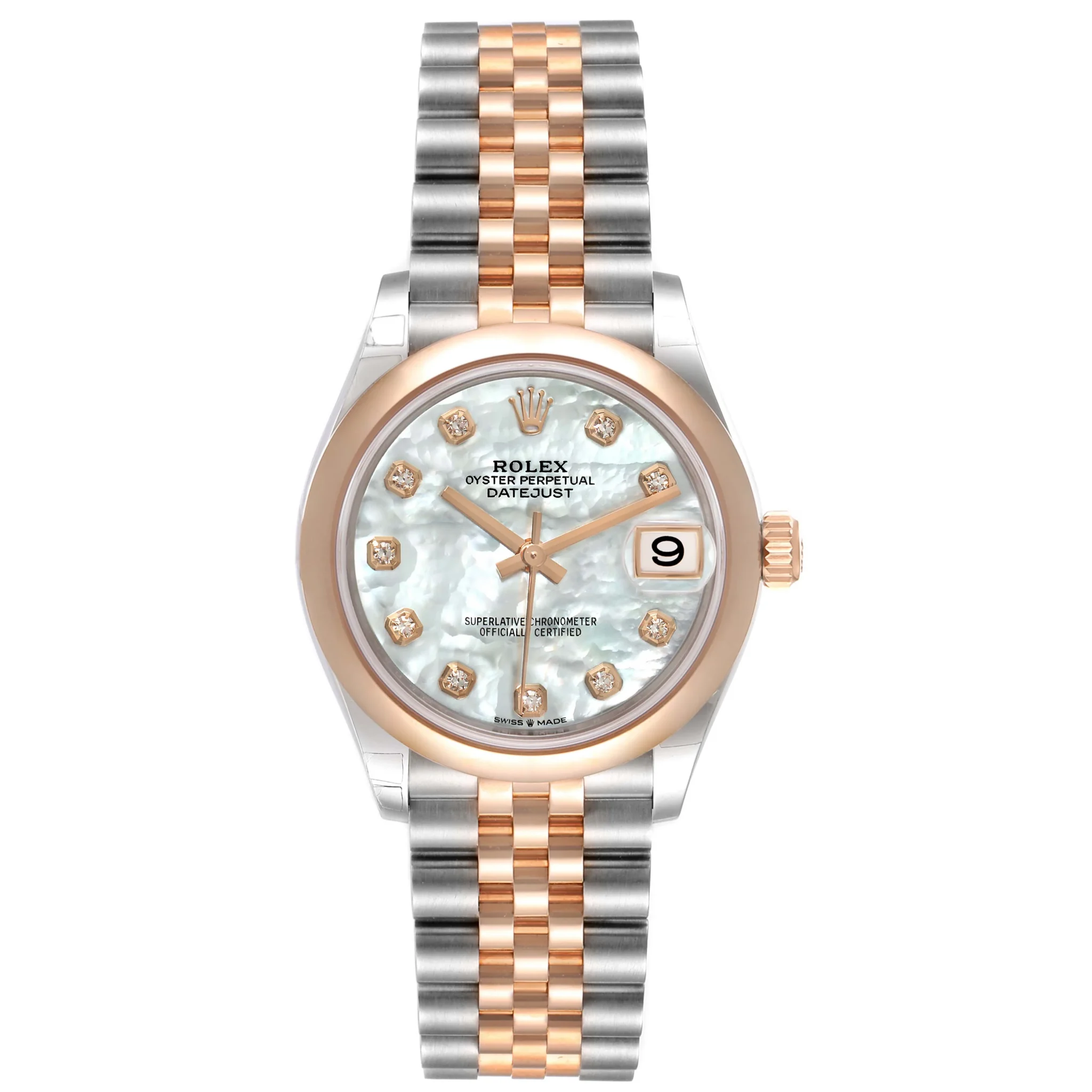 RLX Datejust m278241-0025/0026 White Mother-of-Pearl 31mm Dial Oyster Bracelet Watch