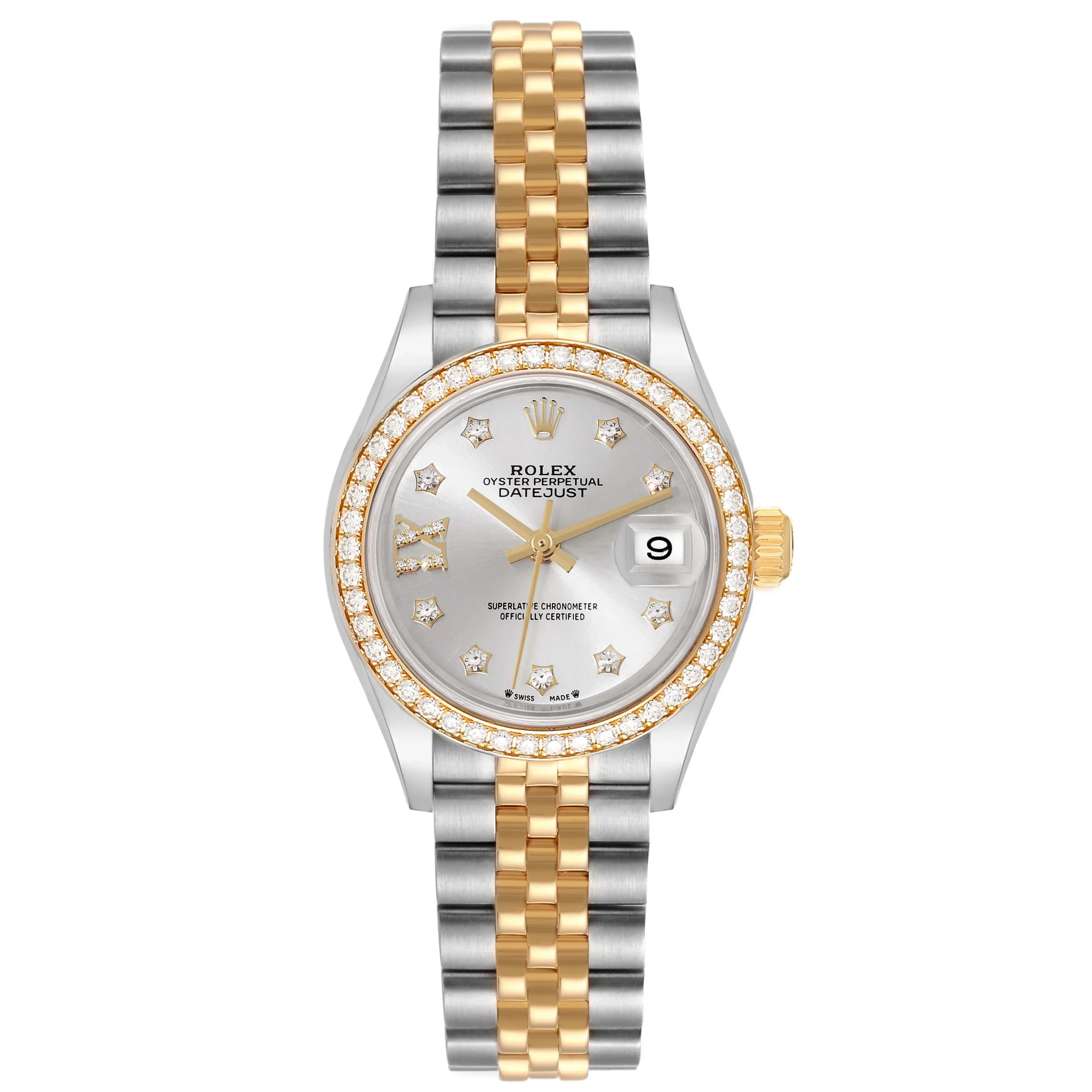 RLX Lady-Datejust 31mm 279383RBR Silver Diamond Dial Yellow Rolesor Oyster Bracelet