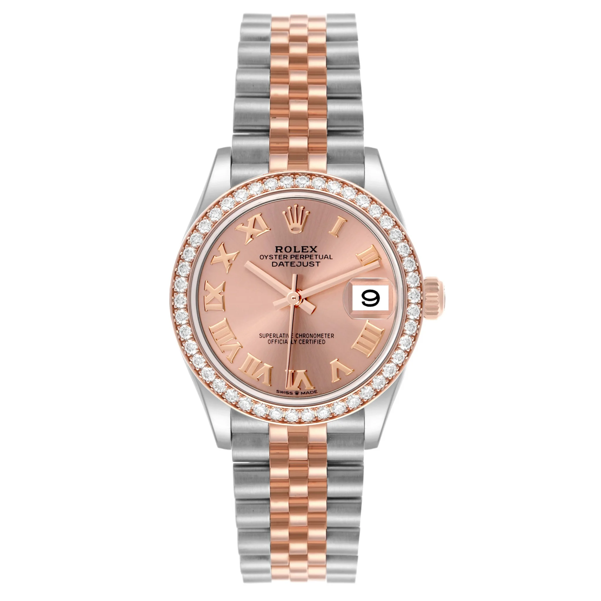 RLX Datejust m278381-0001/0002 Rose Roman Dial Diamond-Set Bezel 31mm