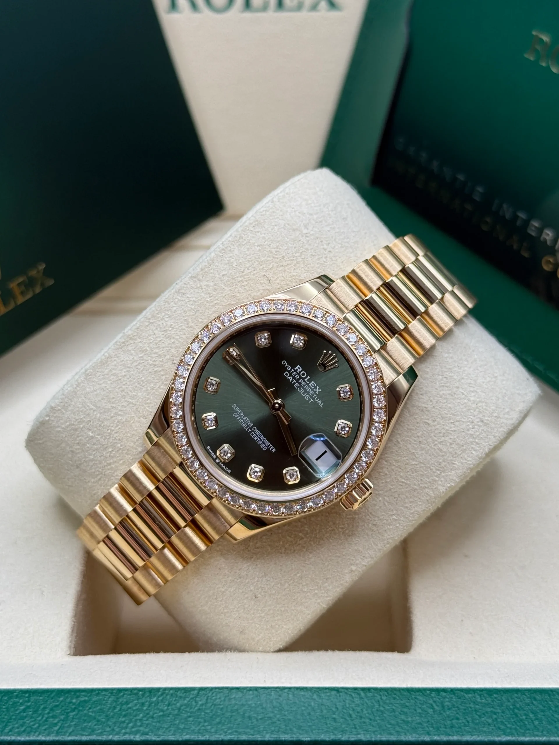 RLX Datejust m278288RBR-0007 Olive Green 31mm Dial President Bracelet Watch