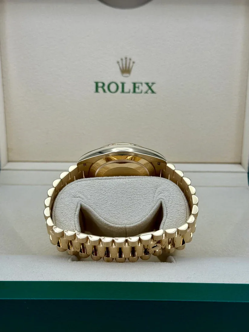 RLX Day-Date "President" 40mm Yellow Gold Champagne Diamond Baguette Dial - 228238