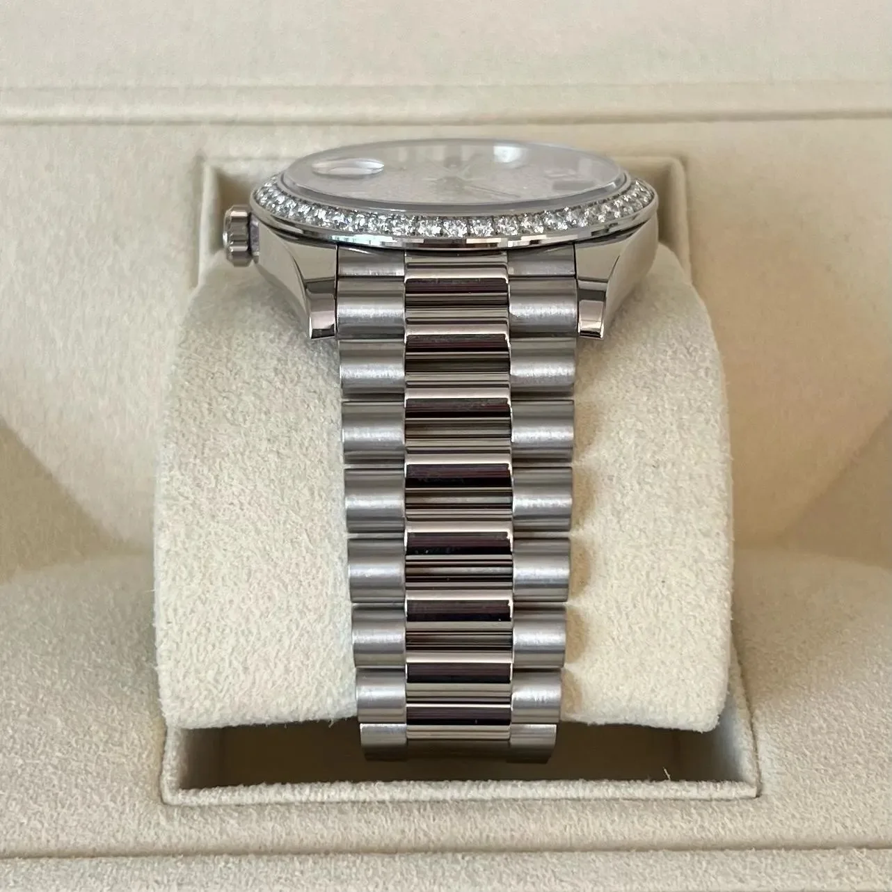 RLX 228349RBR-0036 Day-Date 40mm 18k White Gold Paved With Diamonds Watch