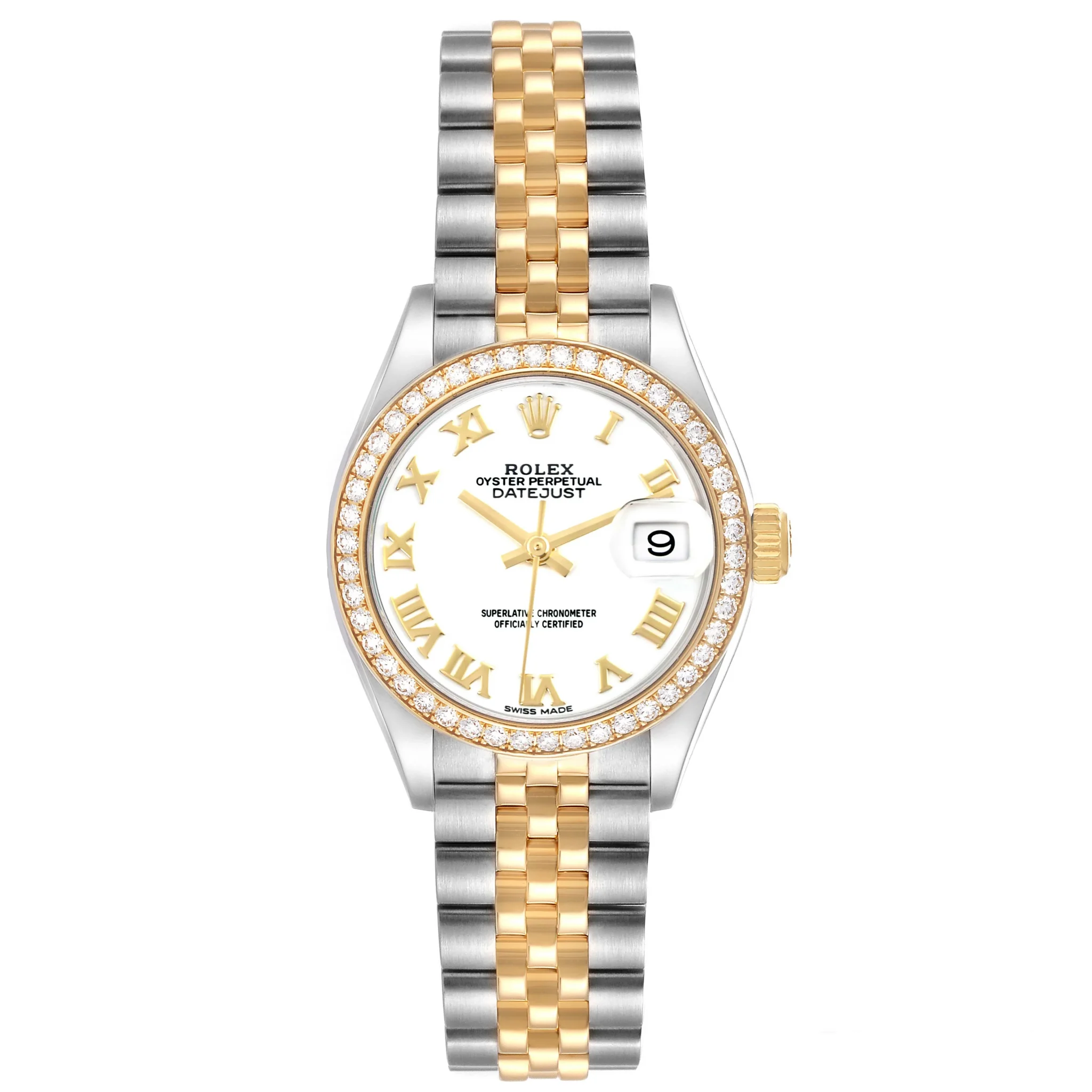 RLX Lady-Datejust 31mm 279383RBR White Roman Dial Yellow Rolesor Oyster Bracelet