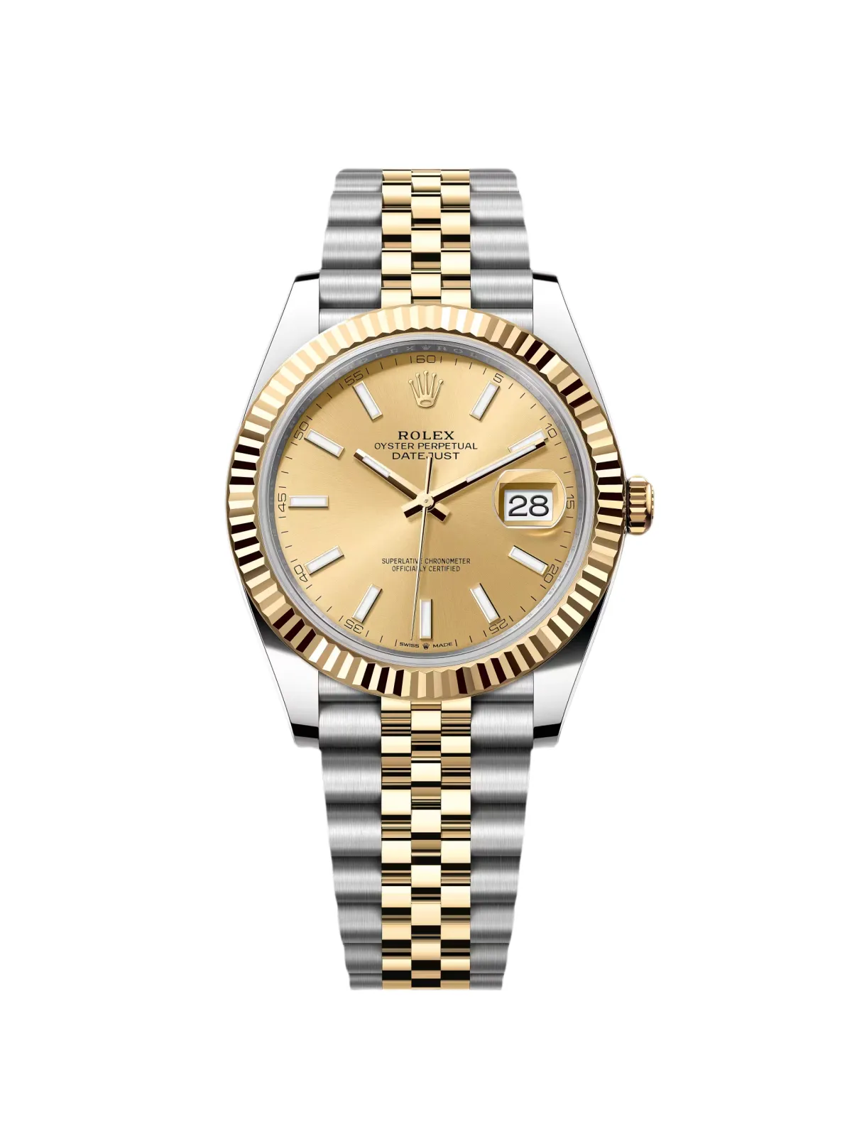 RLX Datejust 41mm 126333 Champagne Index Jubilee Steel and Yellow Gold Mens Watch