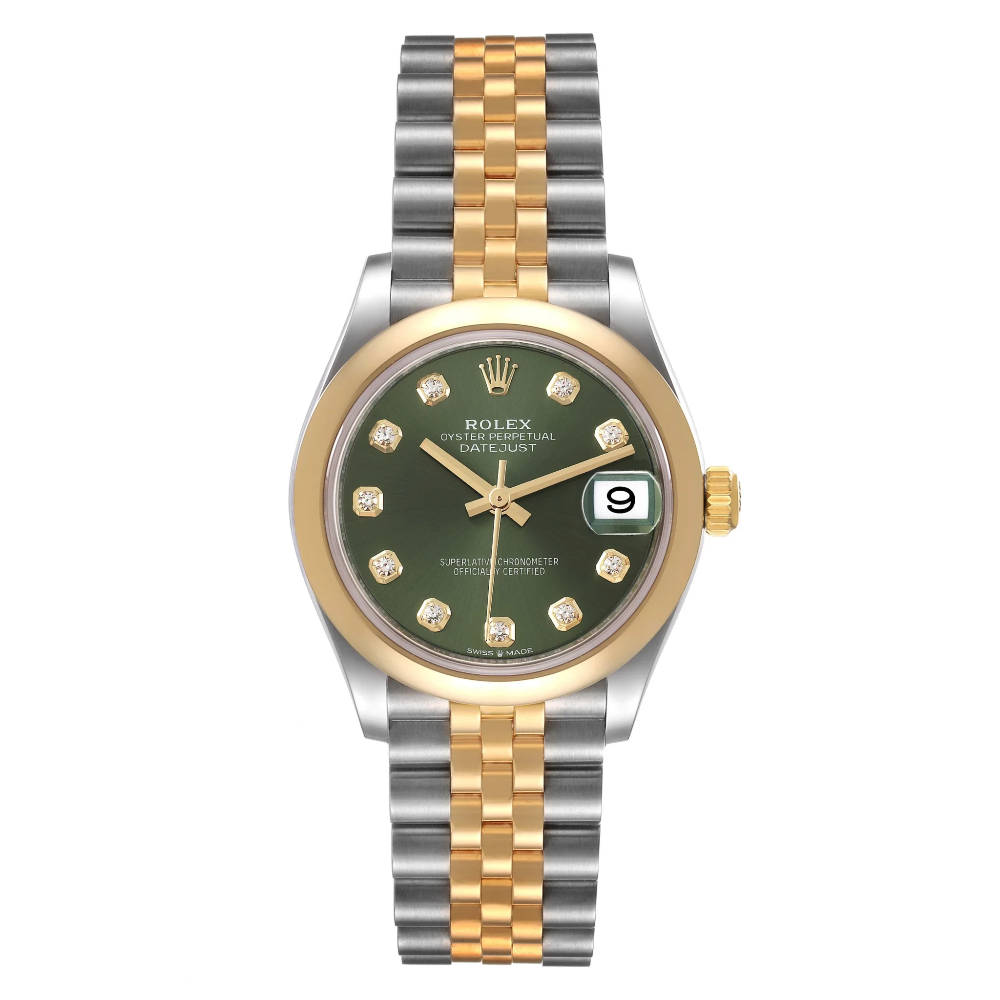 RLX Datejust m278243-0029/0030 31mm Olive Green Dial Yellow Rolesor Oyster Watch