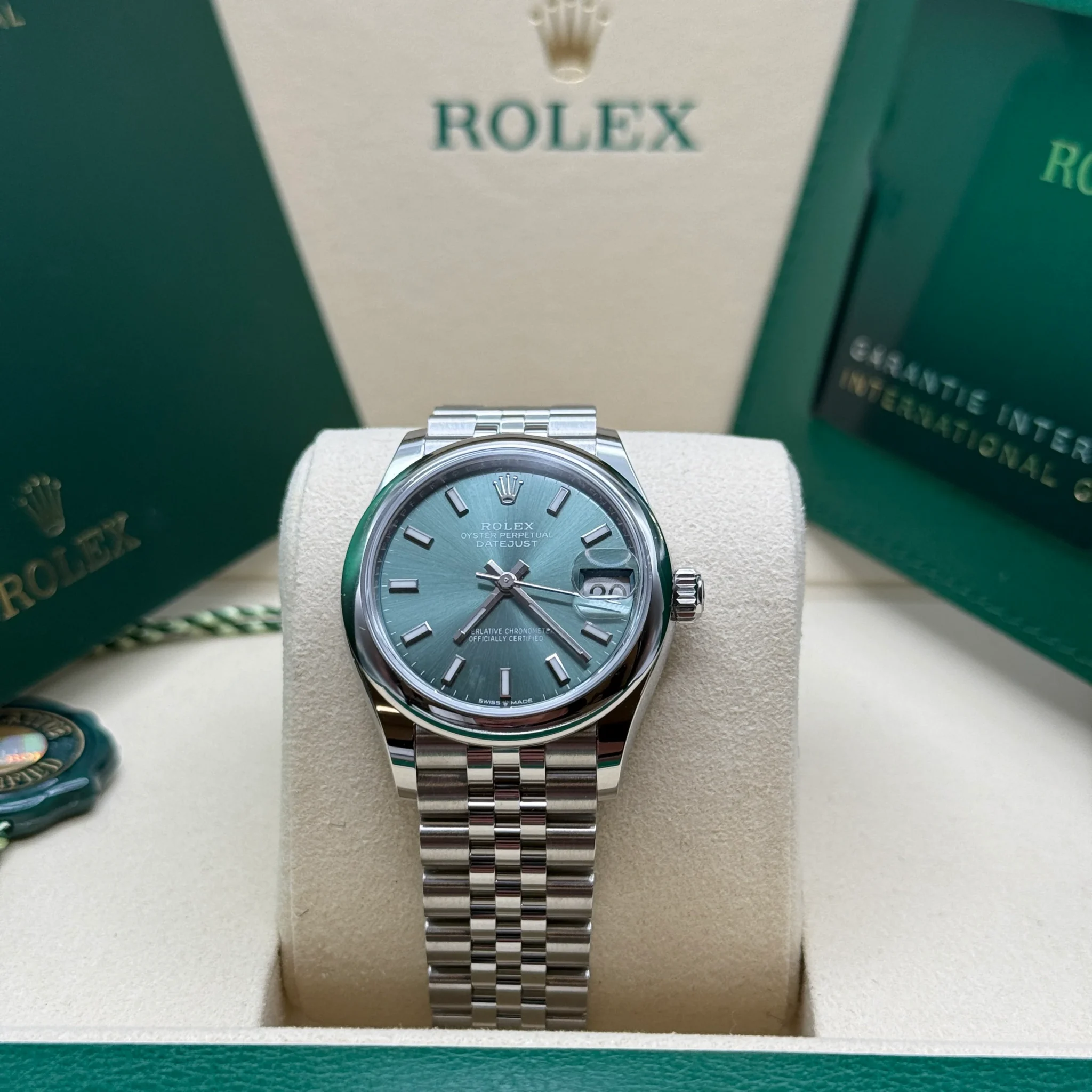 RLX Datejust m278240-0011/0012 31mm Green Stick Domed Bezel Oyster Oystersteel